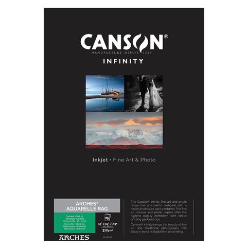 Canson Infinity Arches Aquarelle Rag 310gsm A3+ 25 Sheets
