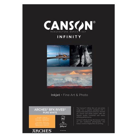 Canson Infinity Arches BFK Rives Pure White 310gsm A3 25 Sheets