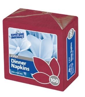 NAPKINS 2PLY DIN WINE RED 50 X (10)* EL