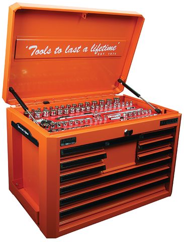 Premium 10 Drawer Full Depth Tool Box (Orange) - 712 x 472 x 497