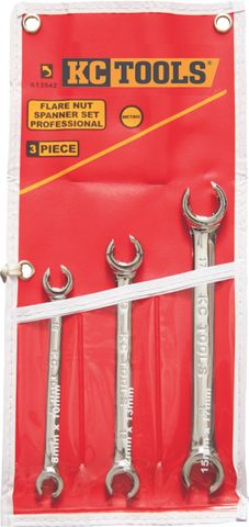 3 Piece 6 Point Flare Nut Spanner Set - 8mm - 17mm