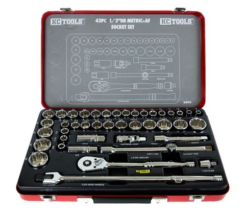 43 Piece 1/2" Drive Socket Set - AF & Metric
