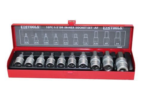 10 Piece 1/2" Drive In-Hex Socket Set - AF