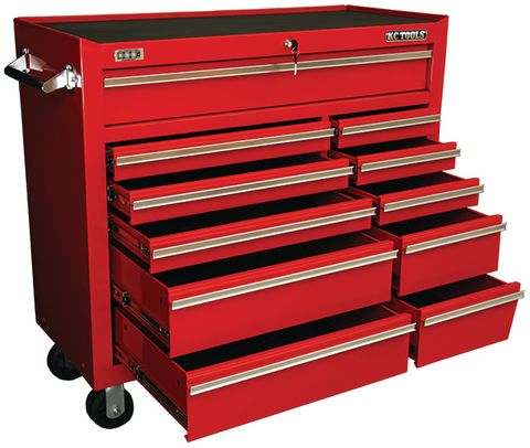 Professional 11 Drawer Wide Roll Cabinet (Red) - 1067 x 458 x 1007
