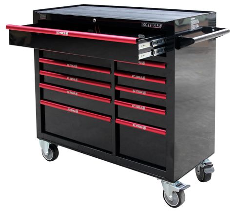 Premium 10 Drawer Wide Roll Cabinet (Black) - 1007 x 1067 x 458mm