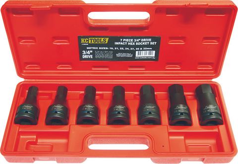 7 Piece Metric x 3/4-Inch Drive In-Hex Impact Socket Set