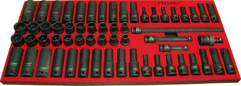 564 x 270 x 22mm Foam Insert & 60 Piece 12 Drive Impact Socket Set AF & Metric