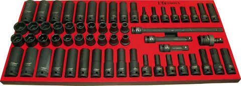 564 x 270 x 22mm Foam Insert & 60 Piece 12 Drive Impact Socket Set AF & Metric