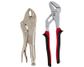 2 Piece Plier Set - 250mm Groove Joint Multigrips & 250mm Curved Locking Jaw