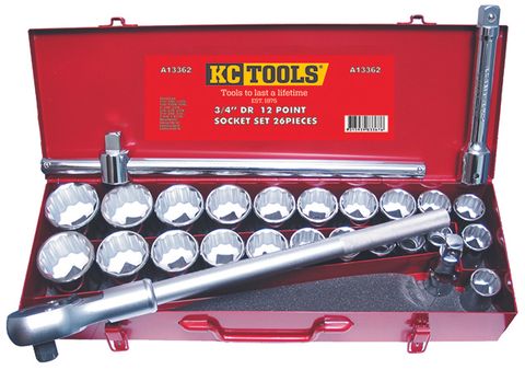 26 Piece 3/4" Drive Socket Set - AF & Metric