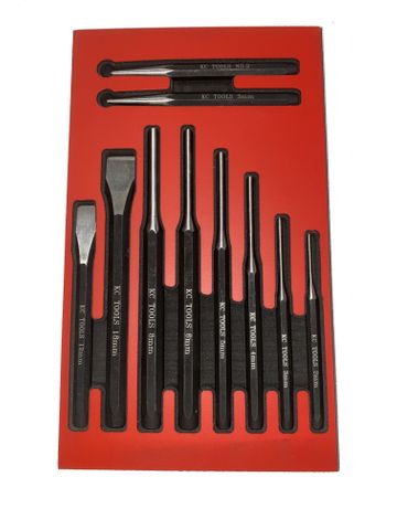 160 X 270 X 22mm Foam Insert &10 Piece Punch & Chisel Set