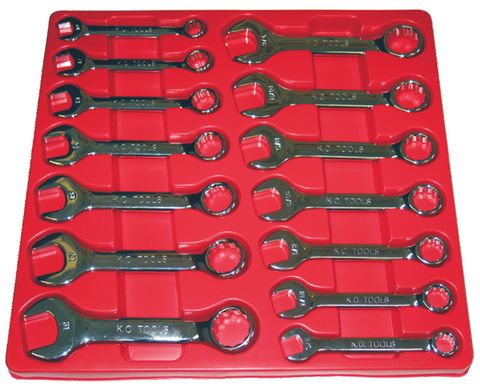 14 Piece Extra Short Combination Spanner Set - AF & Metric