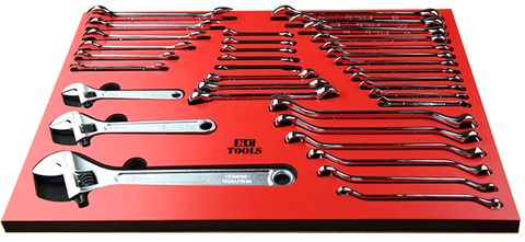 560 x 400 x 22mm Foam Insert & 35 Piece Metric Spanner Set & Adjustable Wrenches