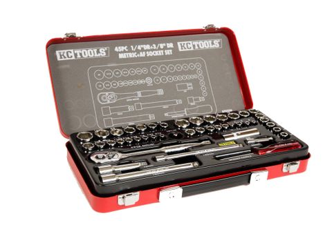 45 Piece 1/4" & 3/8" Drive Socket Set - AF & Metric