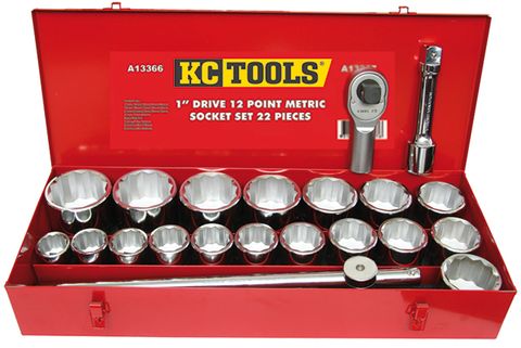 22 Piece 1" Drive Socket Set - Metric