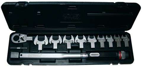 11 Piece Interchangeable Head Torque Wrench - 1/2" Drive Ratchet & 10 Open End Spanners - 40-200Nm (TIW200N-11K)