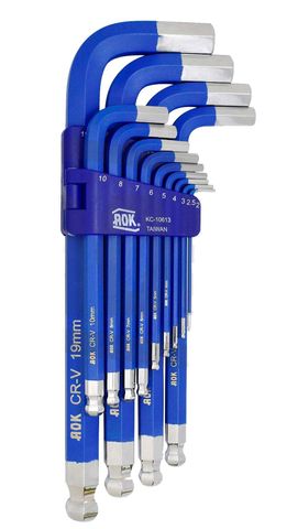 13 Piece Long Ball Point Hex Key Wrench Set Metric
