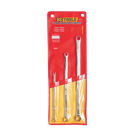 3 Piece Long Ring- Ring Spanner Set - Metric