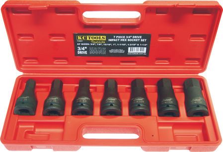 7 Piece AF x 3/4-Inch Drive In-Hex Impact Socket Set