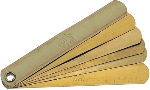 6 Blade Feeler Gauge Brass - 85mm Long