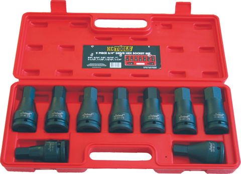 9 Piece AF x 3/4-Inch Drive In-Hex Impact Socket Set