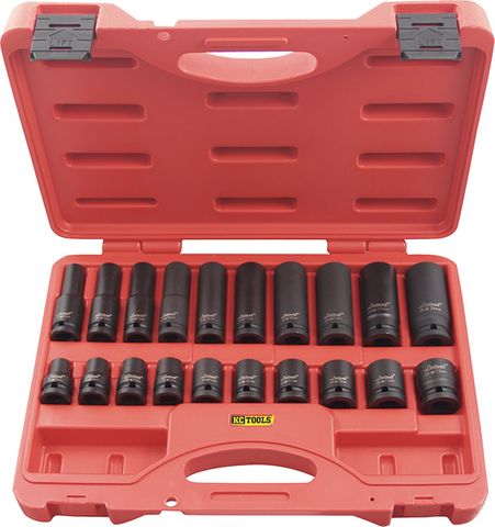 20 Piece Metric x 1/2-Inch Drive Standard and Deep Impact Socket Set