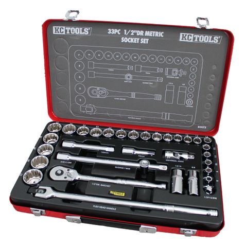 33 Piece 1/2" Drive Socket Set -Metric