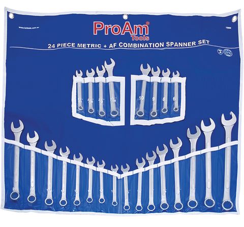 24 Piece Combination Spanner Set - Metric & AF 1/4" - 15/16" & 6mm - 21mm