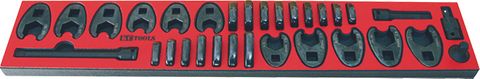 564 x 113 x 22mm Foam Insert & 31 Piece Crows Foot Spanner Set AF & Metric