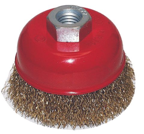 M10 X 1.25mm Brush - Cup - Brass Coated Crimped Steel Wire