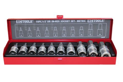 10 Piece 1/2" Drive In-Hex Socket Set - Metric