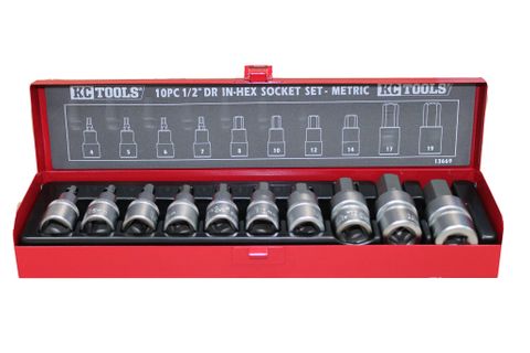 10 Piece 1/2" Drive In-Hex Socket Set - Metric