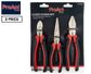 3 Piece Plier Set - 185mm Diagonal Cutting 200mm Long Nose & 200mm Combination