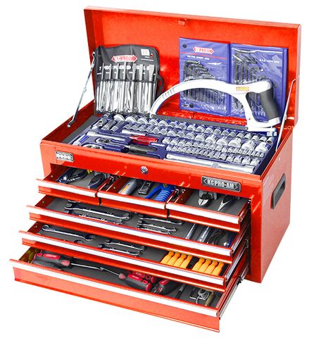 196 Piece AF & Metric Tool Kit - 6 Drawer Tool Box