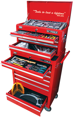 220 Piece AF & Metric Tool Kit - 9 Drawer Tool Box & 7 Drawer Roll Cabinet