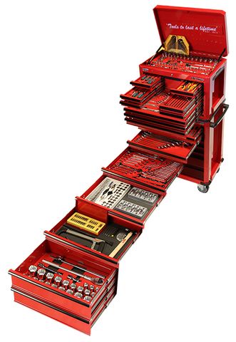 409 Piece AF & Metric Tool Kit - 10 Drawer Deep Tool Box & 7 Drawer Roll Cabinet