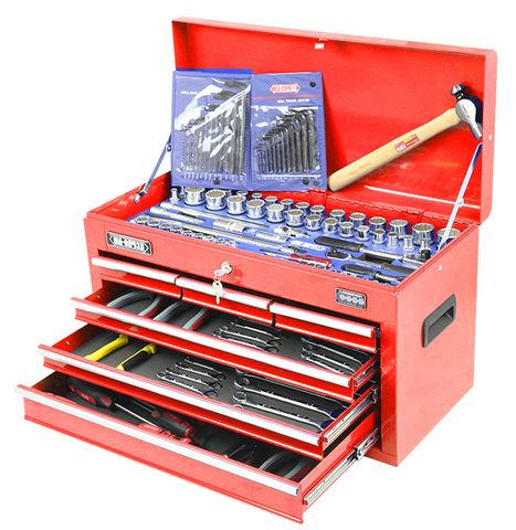 153 Piece AF & Metric Tool Kit - 6 Drawer Tool Box