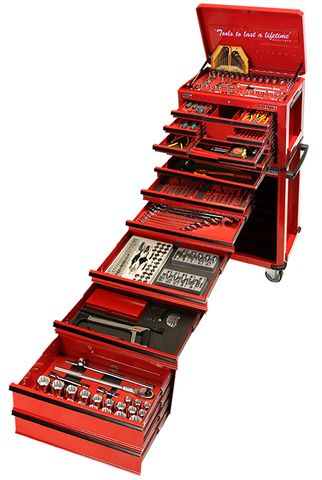 523 Piece AF & Metric Tool Kit - 10 Drawer Tool Box & 7 Drawer Roll Cabinet