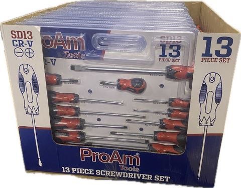13 Piece Screwdriver Set - Counter Pack of 14