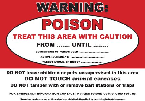 Poison Warning Treat Area With Caution Lbl (4pk)