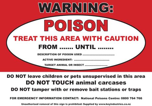 Poison Warning Treat Area With Caution Lbl (4pk)