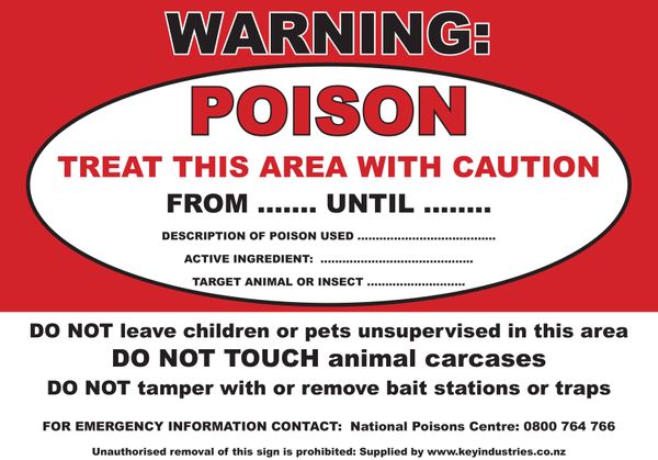 Poison Warning Treat Area With Caution Lbl (4pk)