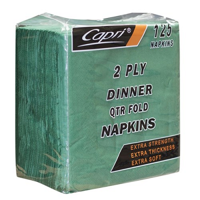 NAPKIN DINNER 2PLY DARK GREEN 125PK, 8PKS/CTN