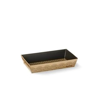 SUSHI TRAY XSMALL  KRAFT/BLACK 113x58x25mm 300/CTN