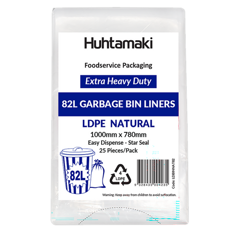 82lt EXTRA H/DUTY BIN LINER NATURAL 200/CTN