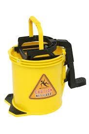 MOP BUCKET YELLOW 15lt PLASTIC WITH CASTERS 1/ONLY