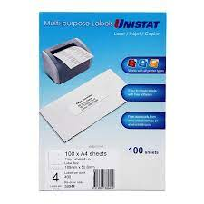 A4 UNISTAT LABELS 4/SHEET 105x148 100SHEETS/PAK