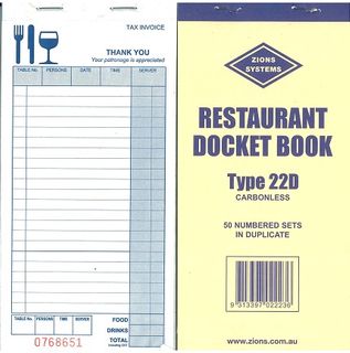 RESTURANT DOCKET BOOK  APD CARBONLESS (Duplicate) 50LEAF