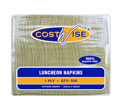 NAPKIN LUNCH 1PLY BROWN 500/PK 6PKS/CTN