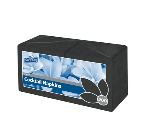 NAPKIN COCKTAIL2 PLY BLACK 250/PAK 8PAK/CTN
